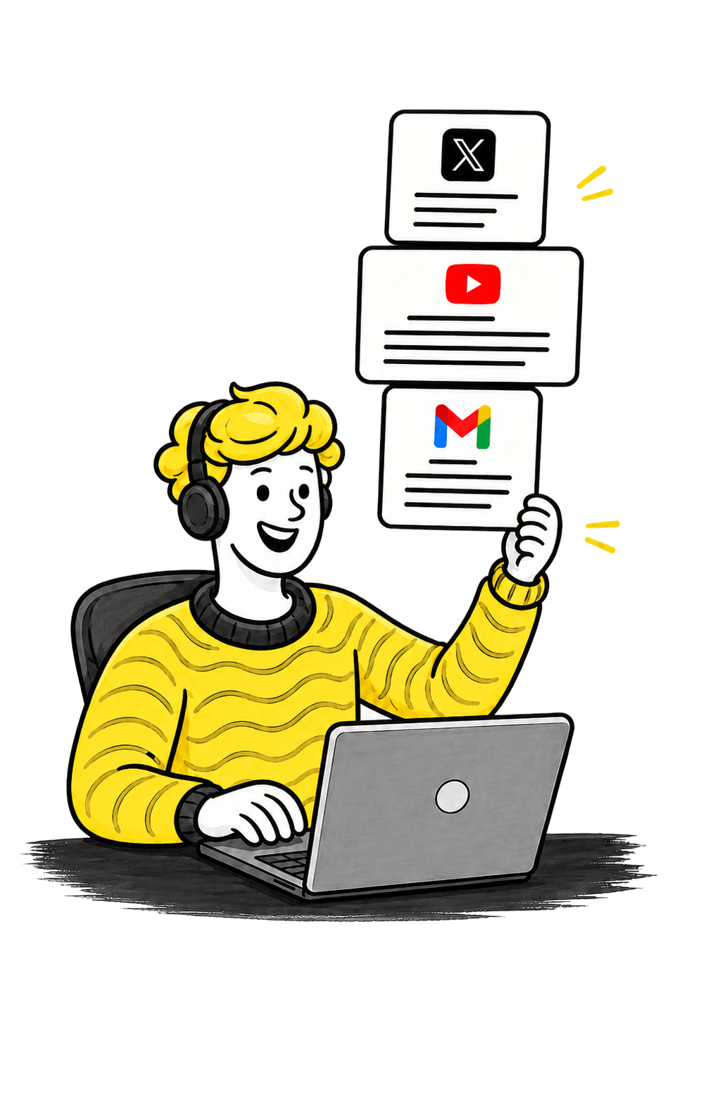 A writer preparing content for several publishing platforms