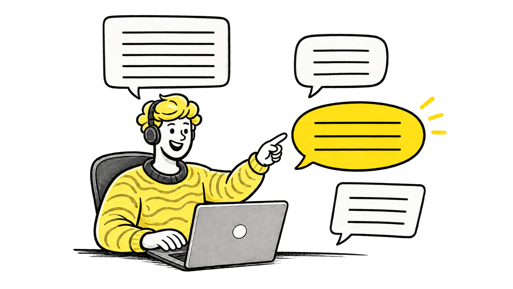 A writer choosing between different conversational tones